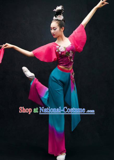 Chinese Folk Dance Yangko Costume Traditional Fan Dance Clothing for Women