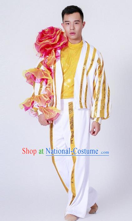 Chinese Modern Dance Stage Performance Costume Traditional Group Dance Clothing for Men