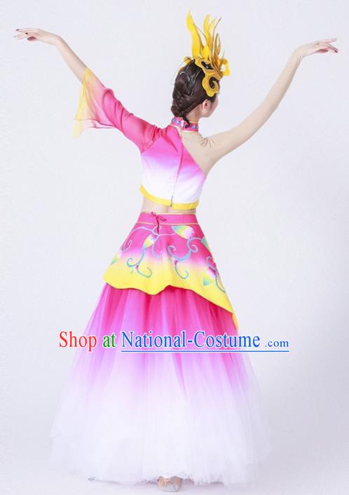 Chinese Spring Festival Gala Classical Peony Dance Costume Traditional Opening Dance Rosy Dress for Women