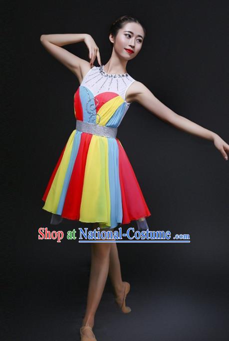 Chinese Modern Dance Costume Traditional Opening Dance Bubble Dress for Women