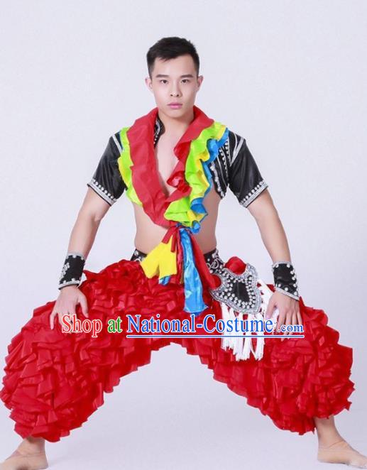 Chinese Miao Nationality Ethnic Dance Costume Traditional Minority Dance Clothing for Men