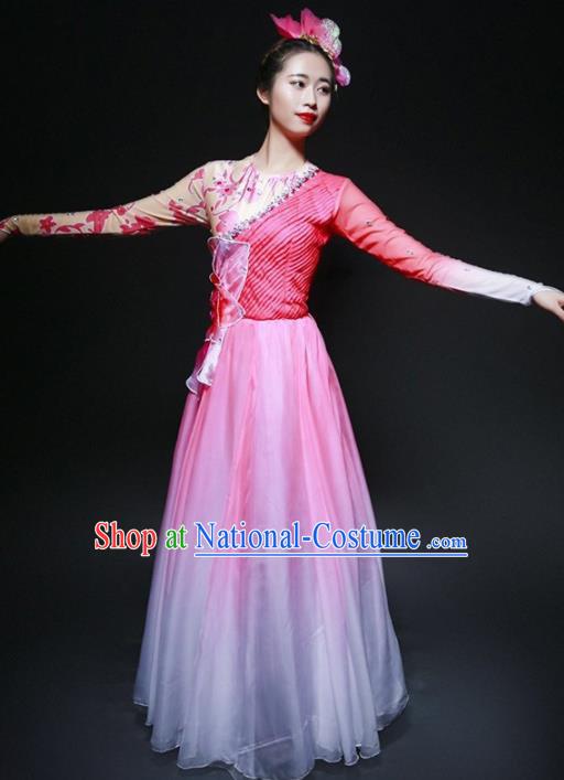 Chinese Classical Dance Stage Performance Costume Traditional Opening Dance Pink Dress for Women