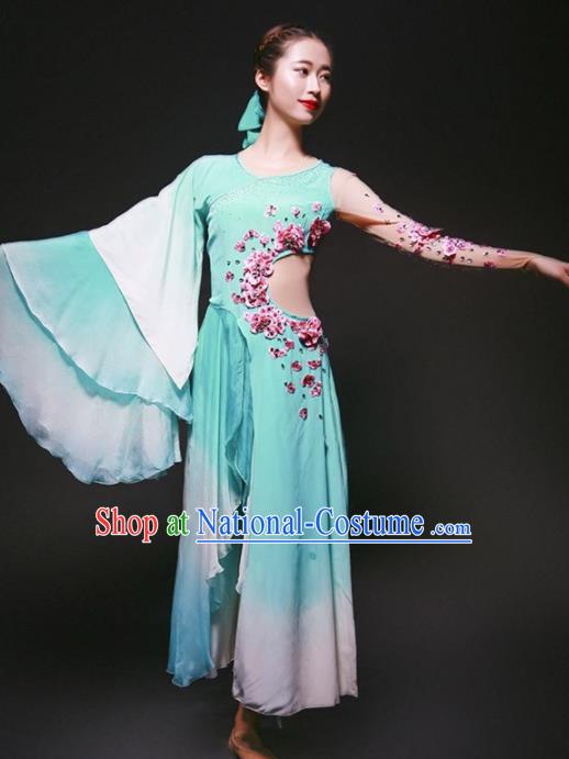 Chinese Classical Dance Stage Performance Costume Traditional Opening Dance Blue Dress for Women