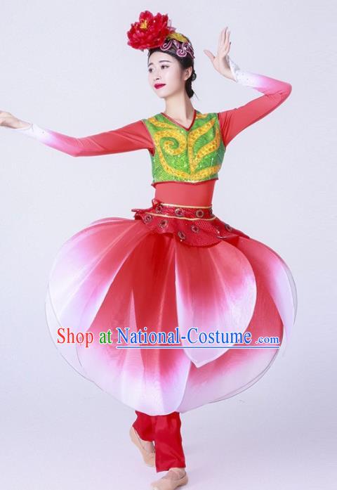 Chinese Folk Dance Yangko Stage Performance Red Costume Traditional Lantern Dance Clothing for Women