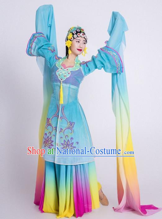 Chinese Classical Dance Costume Traditional Beijing Opera Stage Performance Blue Dress for Women