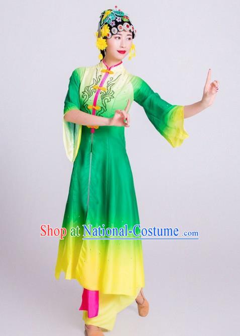 Chinese Classical Dance Green Dress Traditional Dunhuang Flying Apsaras Stage Performance Costume for Women