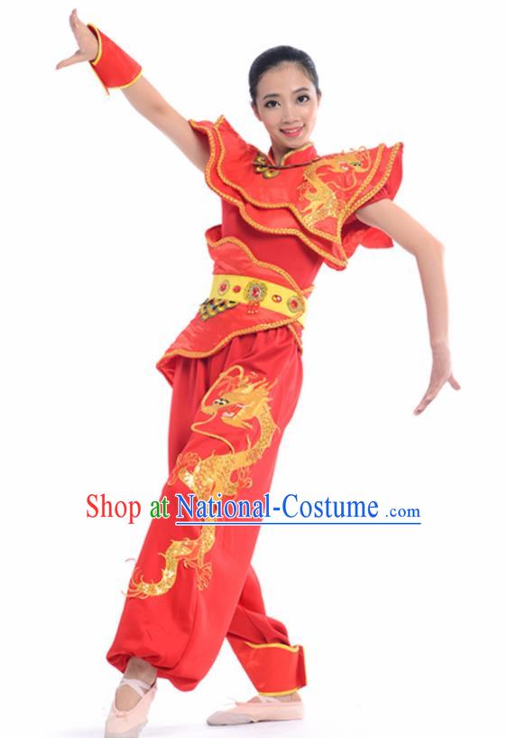 Chinese Traditional Yangko Stage Performance Red Costume Folk Dance Drum Dance Clothing for Women