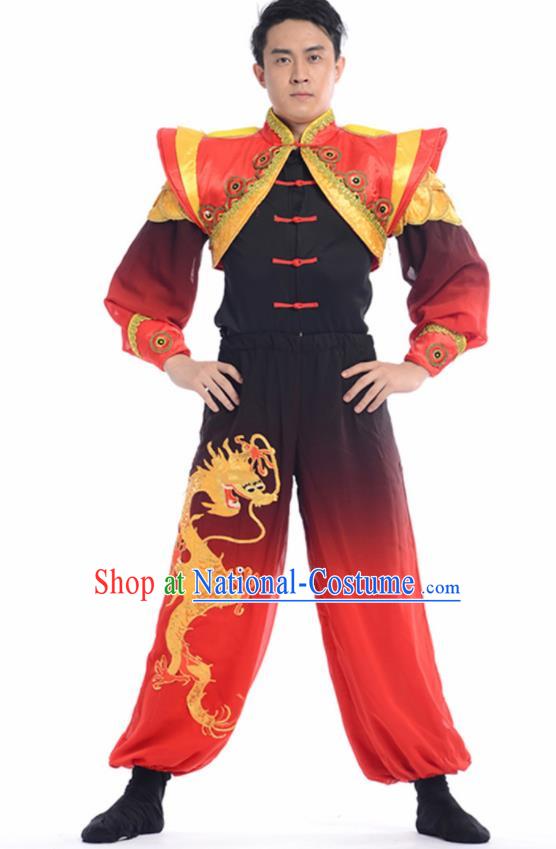 Chinese Traditional Yangko Stage Performance Costume Folk Dance Drum Dance Clothing for Men