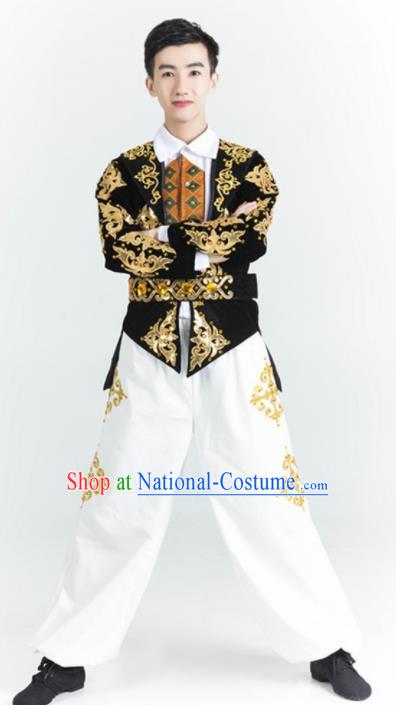 Chinese Uyghur Nationality Stage Performance Ethnic Dance Costume Traditional Uigurian Minority Folk Dance Clothing for Men