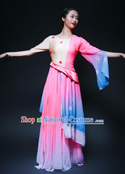 Chinese Classical Dance Lotus Dance Pink Dress Traditional Umbrella Dance Stage Performance Costume for Women