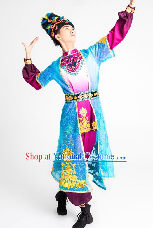 Chinese Uyghur Nationality Stage Performance Ethnic Dance Costume Traditional Uigurian Minority Bridegroom Clothing for Men