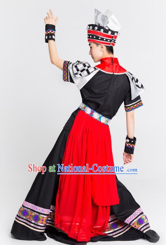 Chinese Yi Nationality Stage Performance Ethnic Costume Traditional Minority Black Clothing for Men