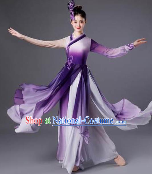 Chinese Classical Dance Purple Dress Traditional Umbrella Dance Lotus Dance Stage Performance Costume for Women