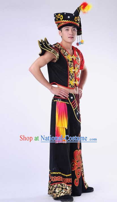 Chinese Yi Nationality Ethnic Dance Costume Traditional Minority Folk Dance Clothing for Men