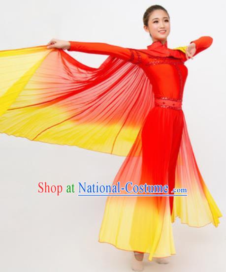 Chinese Traditional Yangko Stage Performance Costume Folk Dance Drum Dance Red Dress for Women