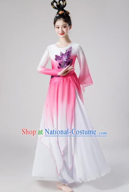 Chinese Traditional Classical Dance Pink Dress Umbrella Dance Lotus Dance Stage Performance Costume for Women