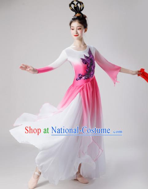 Chinese Traditional Classical Dance Pink Dress Umbrella Dance Lotus Dance Stage Performance Costume for Women