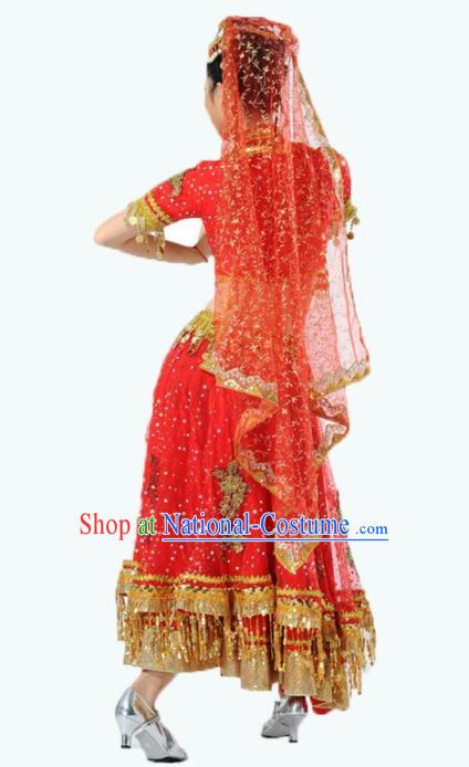 Indian Traditional Dance Costume Oriental Belly Dance Red Dress for Women