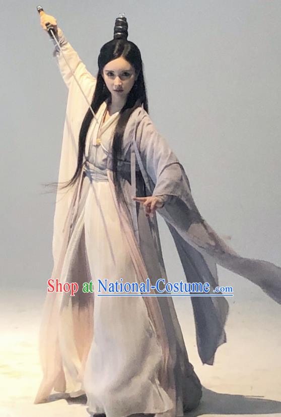 Relying on Heaven to Slaughter Dragons Traditional Chinese Ancient Yuan Dynasty Swordswoman Historical Costume and Headpiece Complete Set