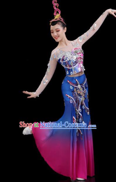 Traditional Chinese Minority Ethnic Peacock Dance Dress Dai Nationality Stage Performance Costume for Women