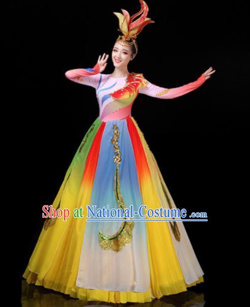 Traditional Chinese Opening Dance Long Dress Modern Dance Stage Performance Costume for Women