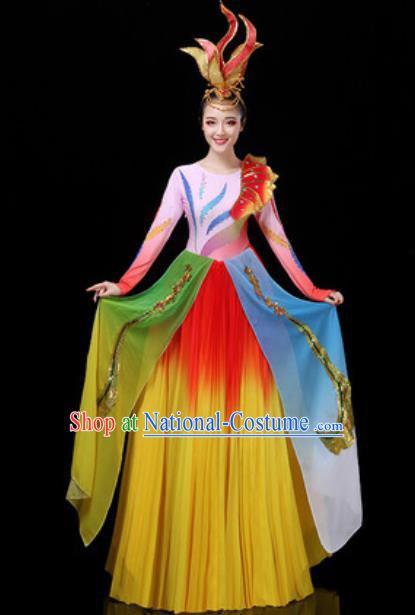 Traditional Chinese Opening Dance Long Dress Modern Dance Stage Performance Costume for Women