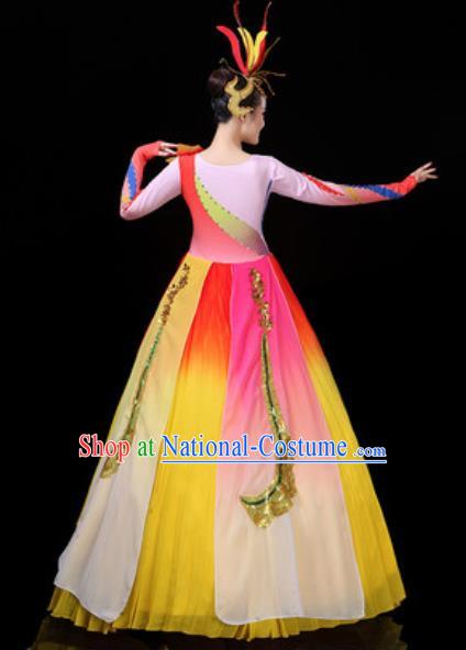 Traditional Chinese Opening Dance Long Dress Modern Dance Stage Performance Costume for Women