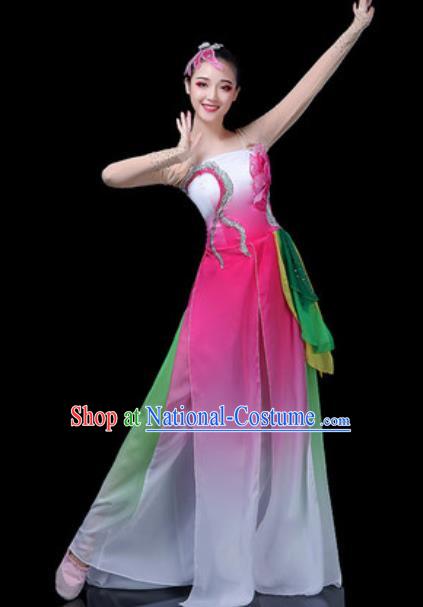 Traditional Chinese Classical Dance Lotus Dance Pink Dress Umbrella Dance Stage Performance Costume for Women