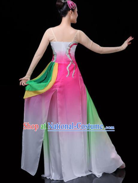 Traditional Chinese Classical Dance Lotus Dance Pink Dress Umbrella Dance Stage Performance Costume for Women