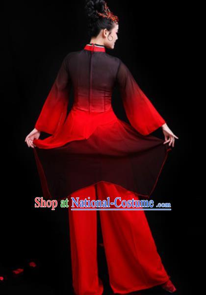 Traditional Chinese Folk Dance Group Dance Red Clothing Yangko Fan Dance Stage Performance Costume for Women