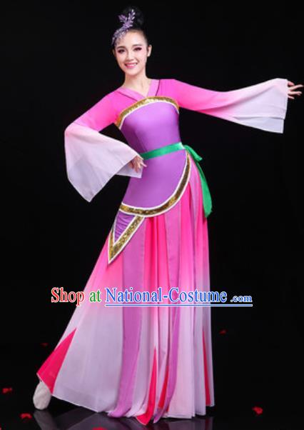 Traditional Chinese Classical Dance Group Dance Rosy Dress Umbrella Dance Stage Performance Costume for Women