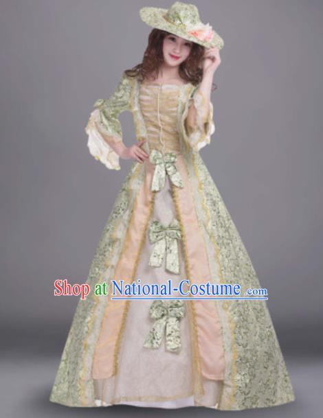 Top Grade European Traditional Court Green Dress Modern Dance England Queen Costume for Women