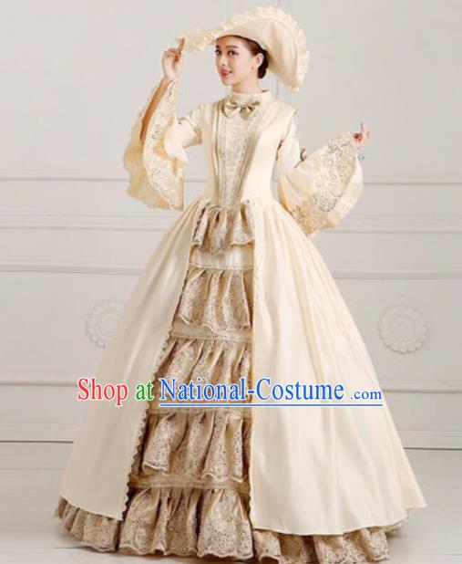 Top Grade European Traditional Court Golden Dress Modern Dance England Queen Costume for Women