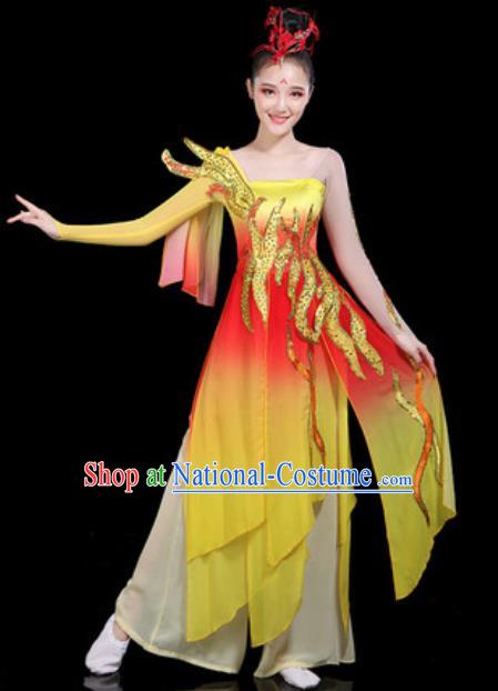 Traditional Chinese Classical Dance Dress Umbrella Dance Group Dance Stage Performance Costume for Women