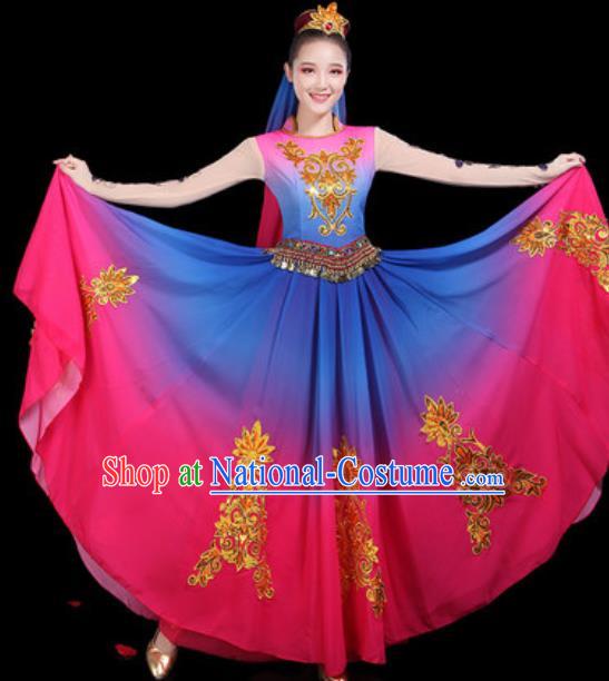 Traditional Chinese Minority Ethnic Dance Dress Uyghur Nationality Stage Performance Costume for Women