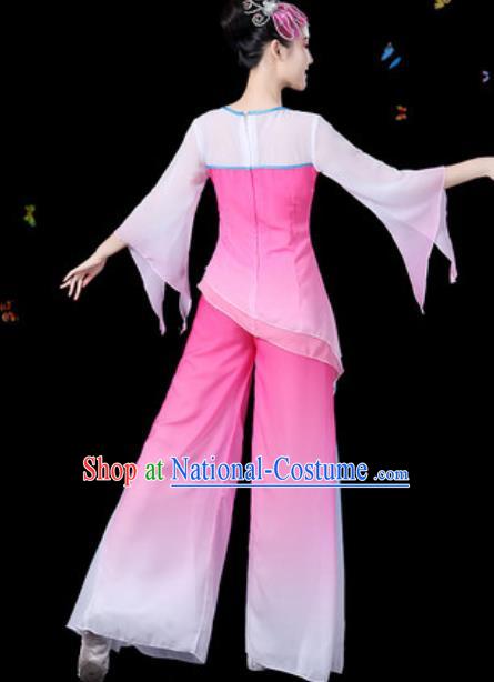 Traditional Chinese Yangko Group Dance Pink Clothing Folk Dance Fan Dance Stage Performance Costume for Women