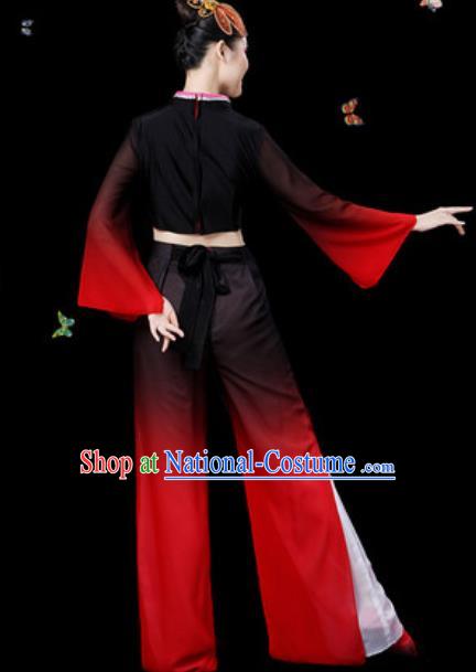 Traditional Chinese Yangko Group Dance Black Clothing Folk Dance Fan Dance Stage Performance Costume for Women