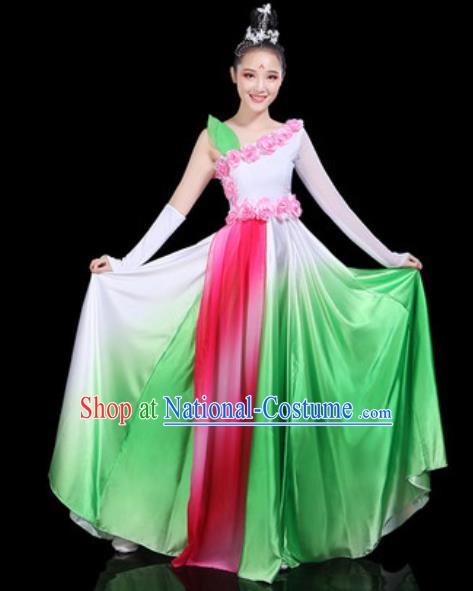 Traditional Chinese Spring Festival Gala Opening Dance Green Dress Modern Dance Stage Performance Costume for Women