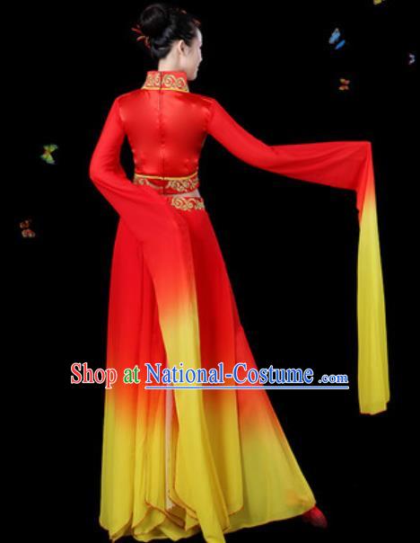 Traditional Chinese Yangko Group Dance Water Sleeve Clothing Folk Dance Fan Dance Stage Performance Costume for Women