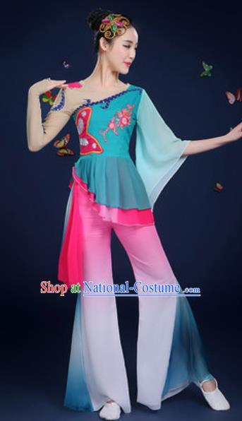 Chinese Traditional Fan Dance Lotus Dance Green Dress Classical Dance Stage Performance Costume for Women