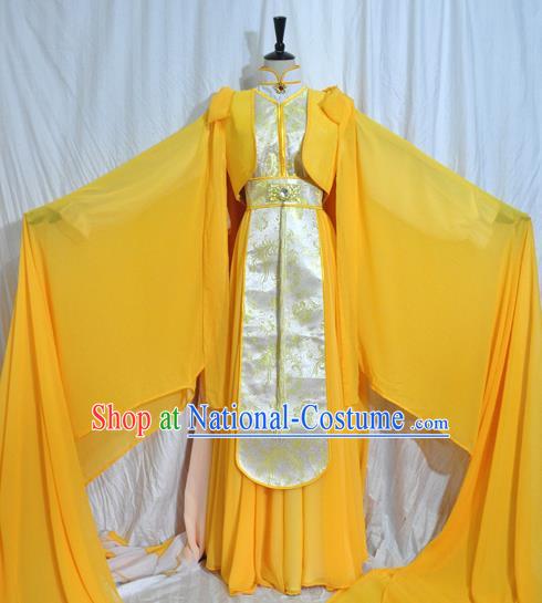 Traditional Chinese Han Dynasty Queen Yellow Hanfu Dress Ancient Empress Embroidered Costume for Women