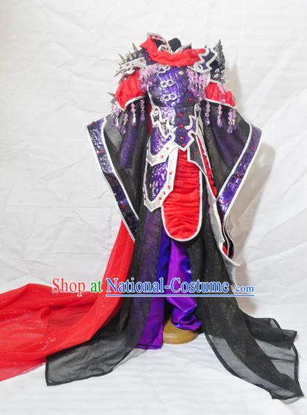 Traditional Chinese Han Dynasty Female General Purple Hanfu Dress Ancient Swordswoman Embroidered Costume for Women