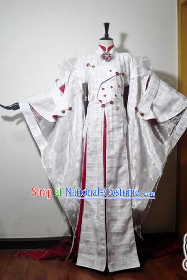 Traditional Chinese Cosplay Taoist Nun White Hanfu Dress Ancient Swordswoman Embroidered Costume for Women