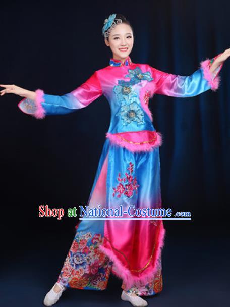 Traditional Chinese Yangko Fan Dance Group Dance Winter Clothing Folk Dance Stage Performance Costume for Women