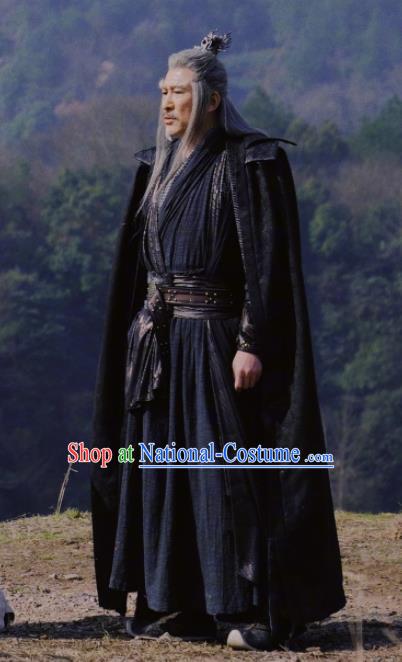 Heavenly Sword Dragon Slaying Saber Chinese Ancient Swordsman Black Historical Costume for Men