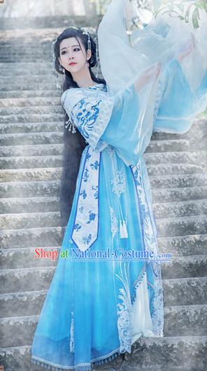 Traditional Chinese Tang Dynasty Imperial Consort Hanfu Dress Ancient Peri Princess Embroidered Costume for Women