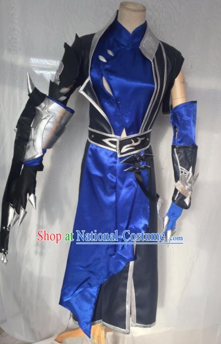 Traditional Chinese Cosplay Kawaler Royalblue Hanfu Clothing Ancient Swordsman Embroidered Costume for Men