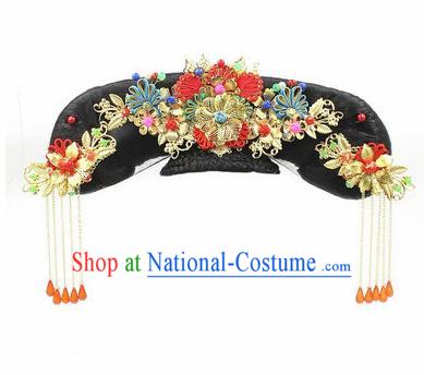 Traditional Chinese Qing Dynasty Imperial Consort Headwear Ancient Palace Manchu Hair Accessories for Women