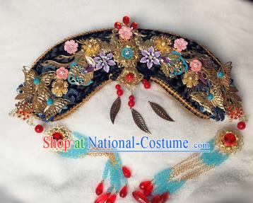 Traditional Chinese Qing Dynasty Imperial Consort Tassel Headwear Ancient Palace Manchu Hair Accessories for Women