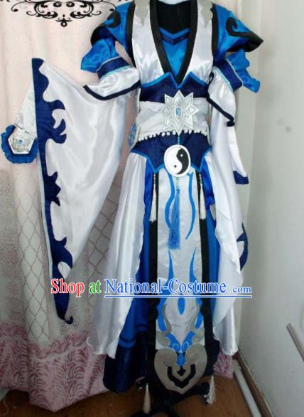 Traditional Chinese Cosplay Taoist Priest Knight Clothing Ancient Swordsman Embroidered Costume for Men